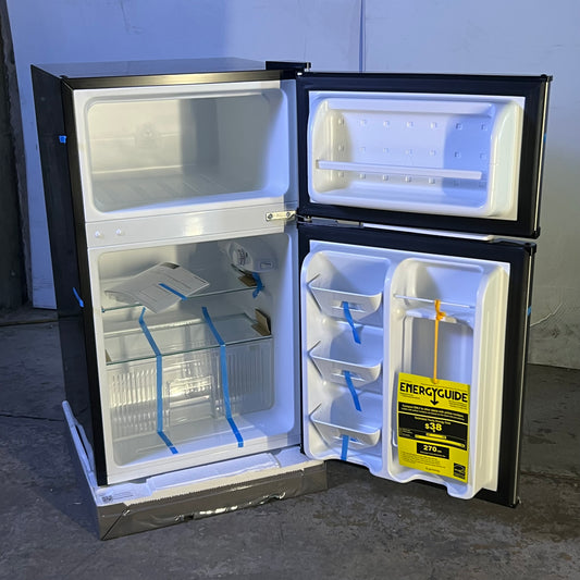 INSIGNIA 3.1 Cu. Ft. Mini Fridge with Top Freezer and Energy Star Certification - Stainless Steel Look DG40BY1A