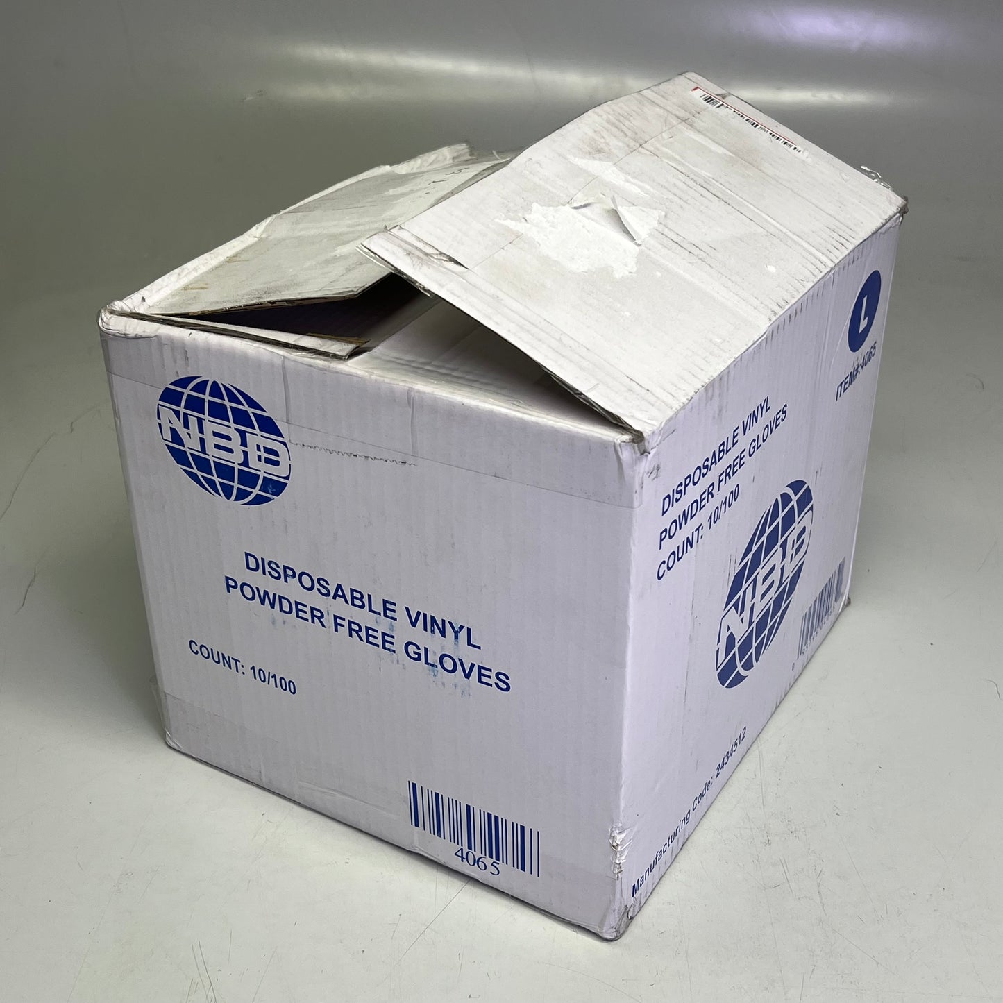 NBD (1 BOX, 10,000 EACH) Disposable Vinyl Powder Free Gloves Large Clear 4065