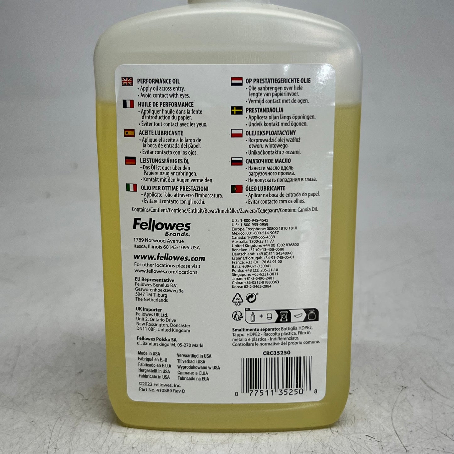 FELLOWES Powershred Performance Shredder Oil 12 oz CRC35250