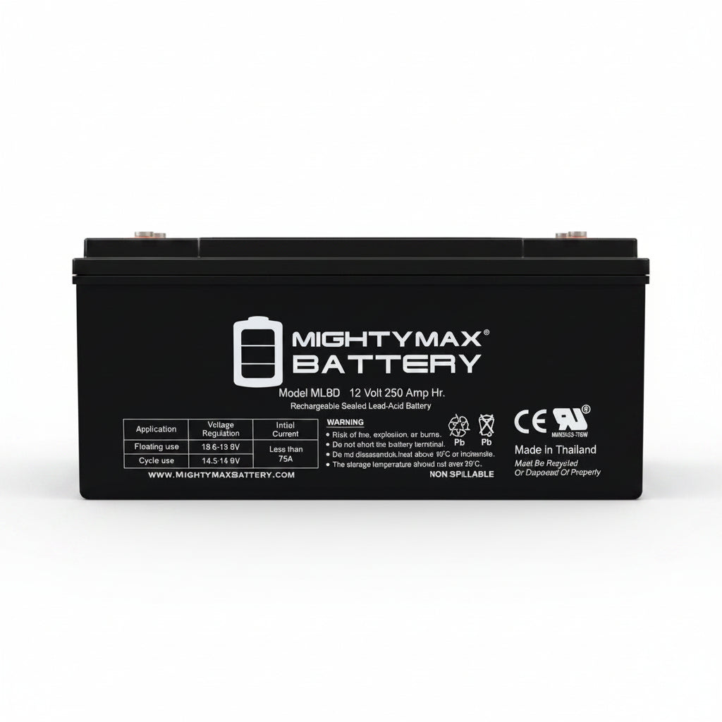 MIGHTY MAX Deep Cylce Battery Calcium-Alloy Grid (AGM) 12V 250 Amp Black ML8D