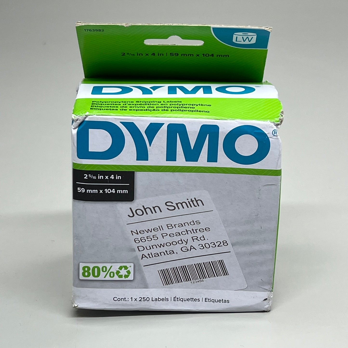 DYMO (3 PACK) White Labels Shipping Labels 2 5/16in X 4in 250 Labels Per Roll 1763982