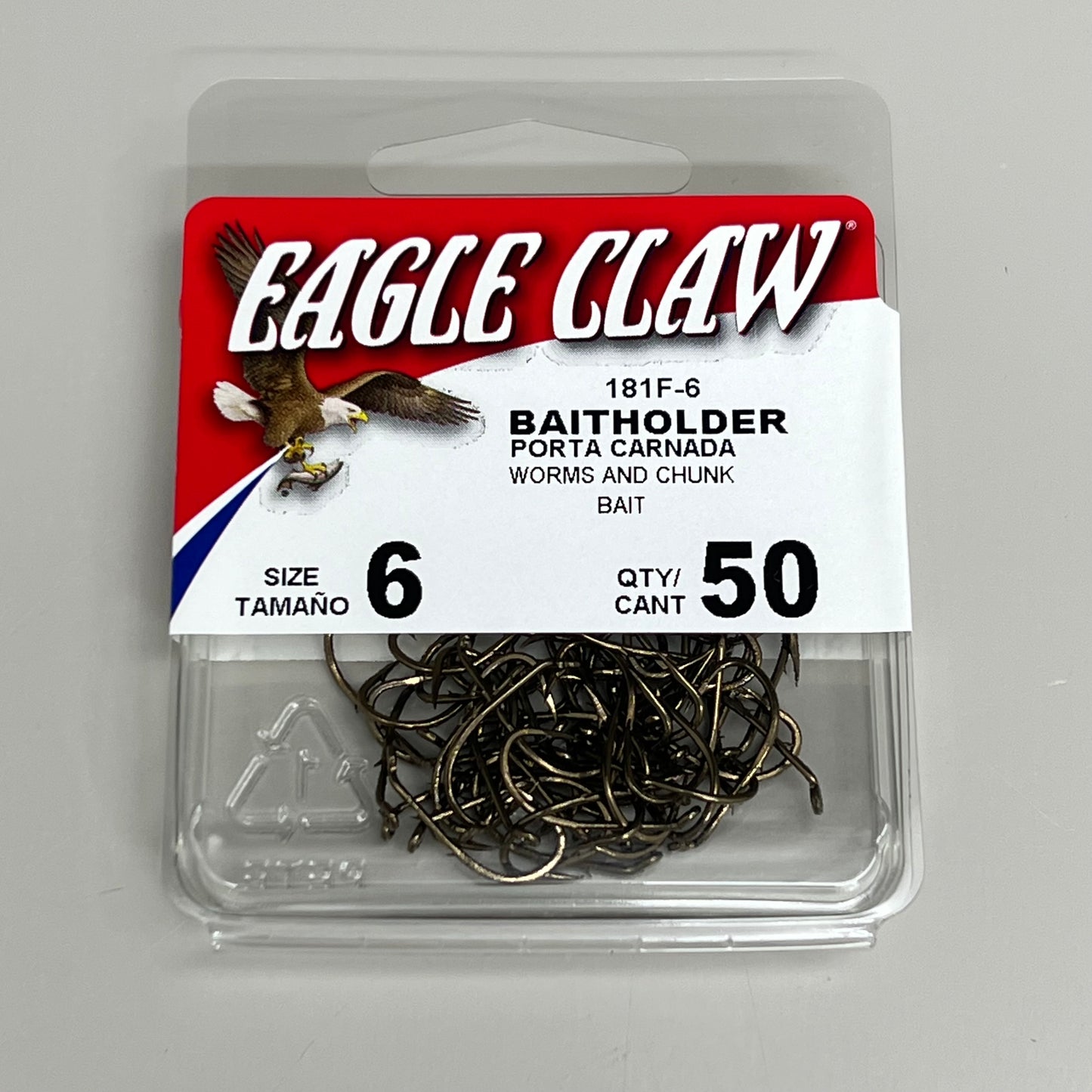 EAGLE CLAW (5 PACK) Down eye 2-Slice Offset Hooks Bronze #6 50pc 181F-6