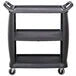 CARLISLE Polymer 3 Shelf Utility / Bus Cart  300 lb Capacity  Black CC203603