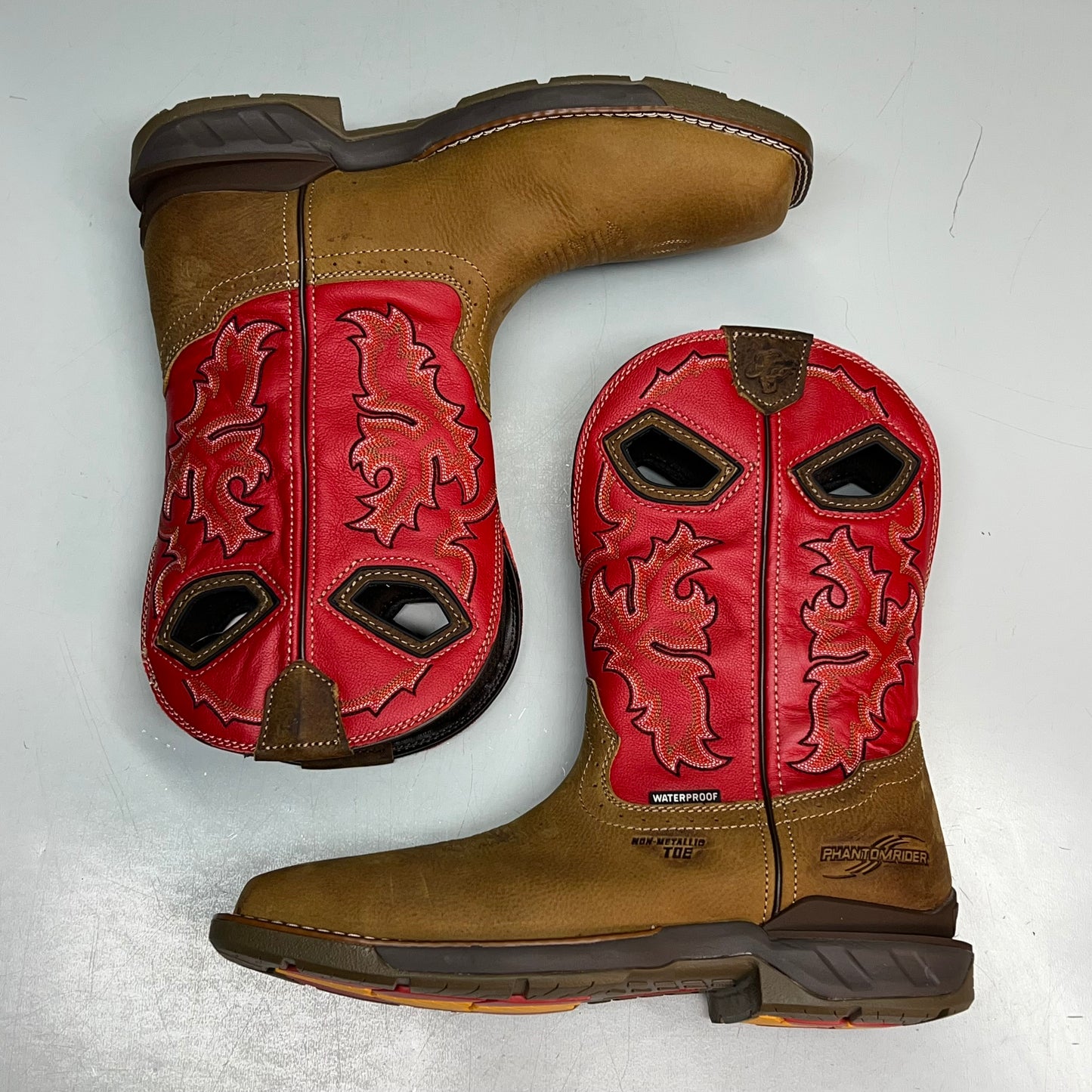 WORK WILD WEST Phantom Rider Henley Comp Toe AG8 Footbed Men's Sz 10 Red DH5358