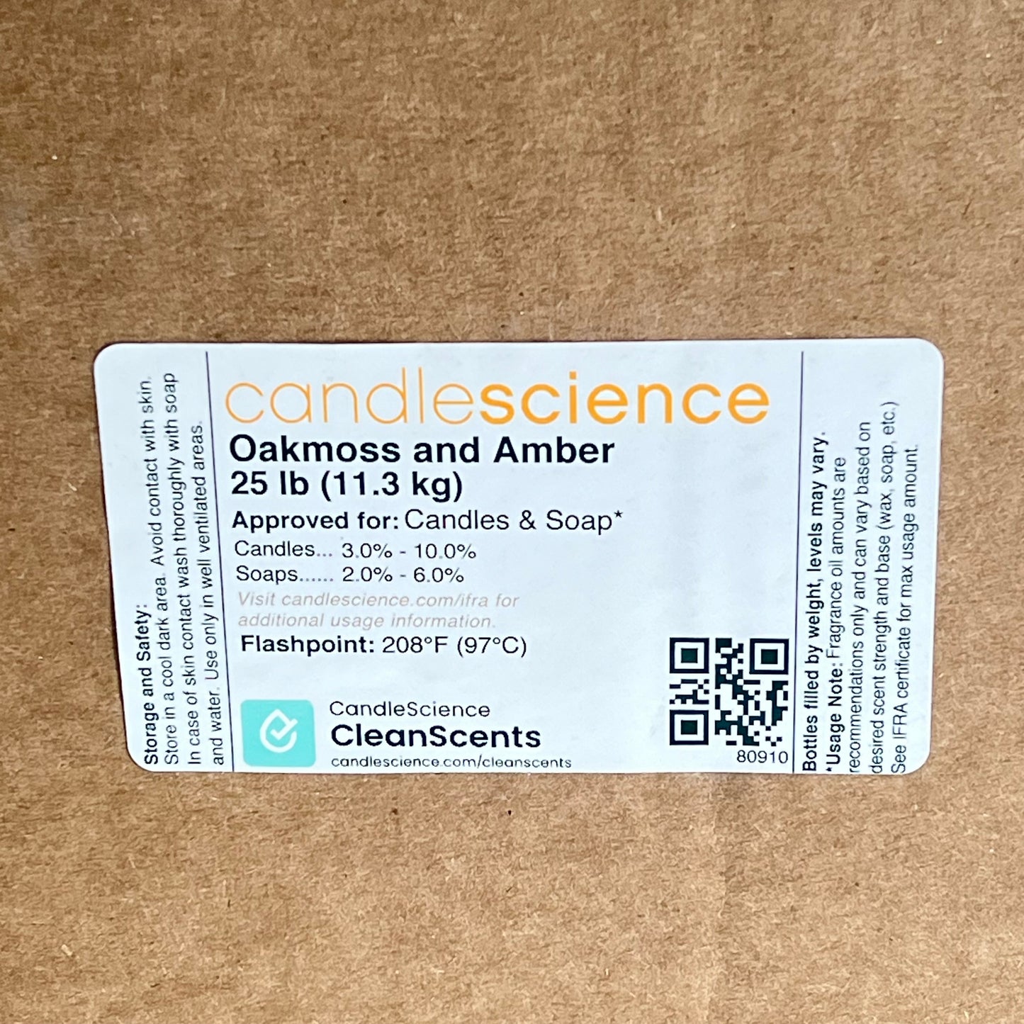 CANDLE SCIENCE Oakmoss & Amber Fragrance Oil For Soap & Candle Making 25lb Pail