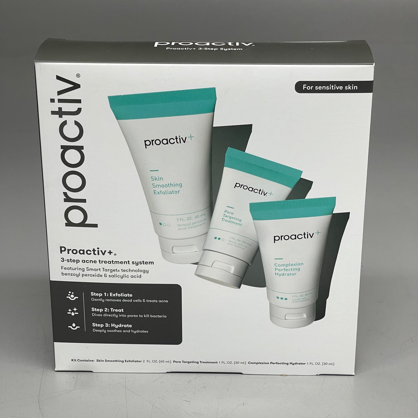 ZA@ PROACTIV (6 PACK) 3-Step Skin Exfoliator, Pore Treatment, Hydrator EXP 10/23 C