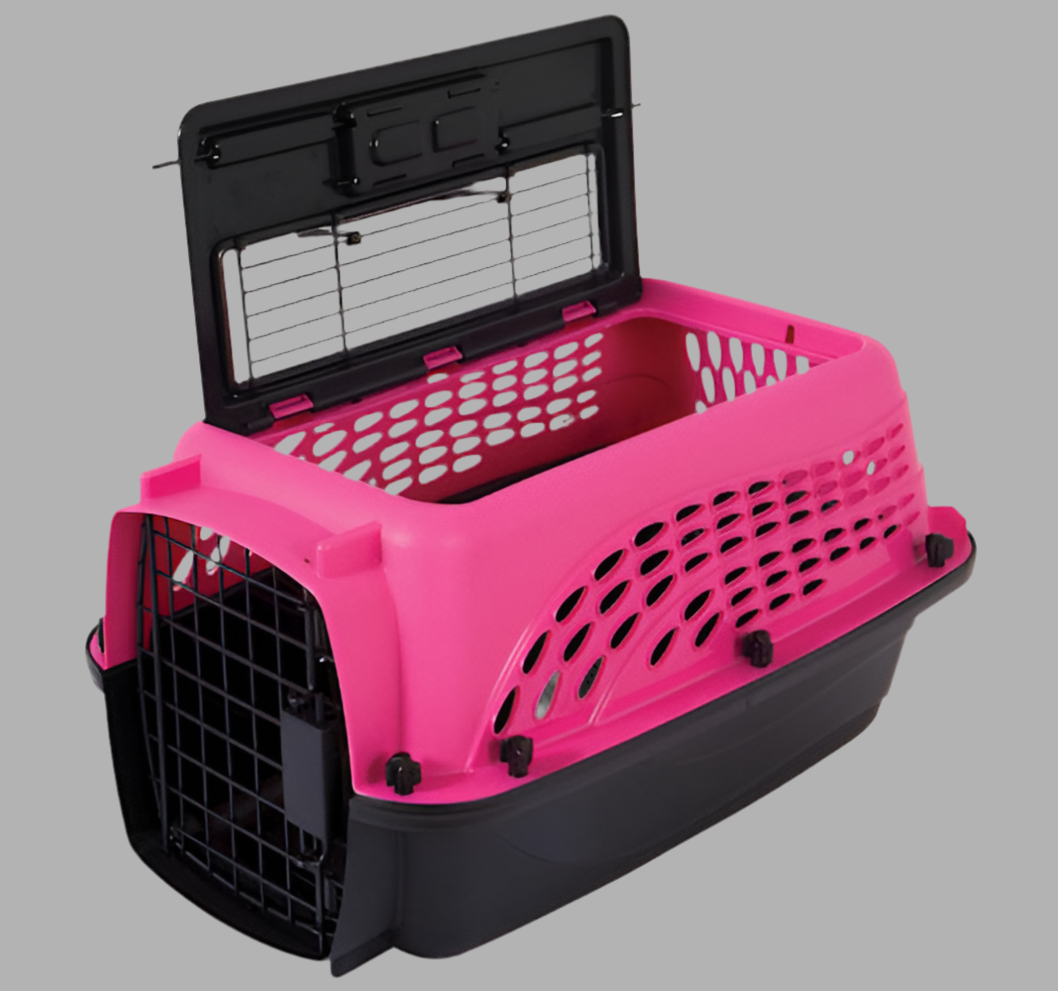 ZA@ PETMATE Easy to Assembly 2 Door Dog & Cat Kennel Made in USA 10 lbs Pink 21227 A