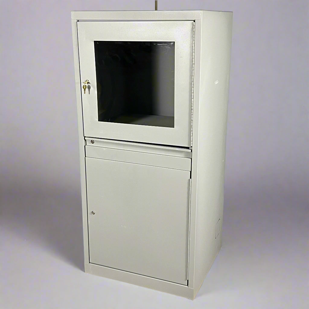 ZA@ VULCAN Mobile Security Computer Cabinet Sz 57"H X 26"L X 24"W, Grey (AS-IS, Damage)