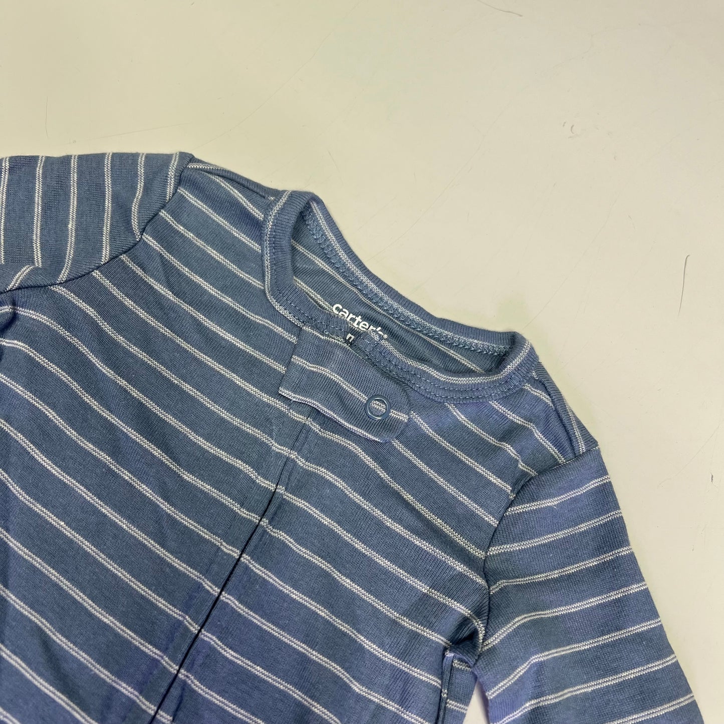 CARTERS (SET OF 2) Soft Farmhouse Pattern Onesie Baby Boy's Sz 3M Blue/White