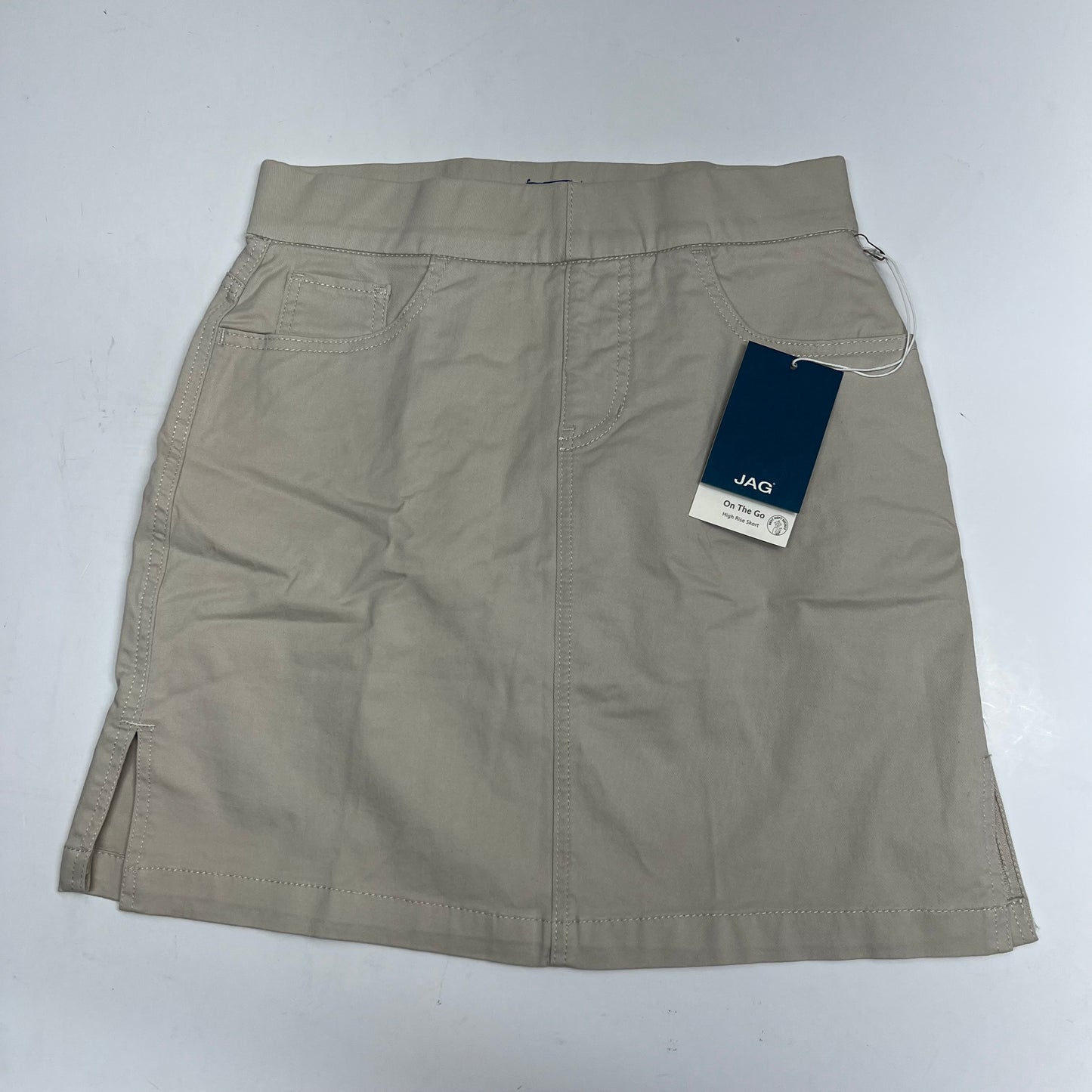 JAG Elastic Waist On The Go Skort W/ Pockets Women's Sz 2 Stone J3101TWL616