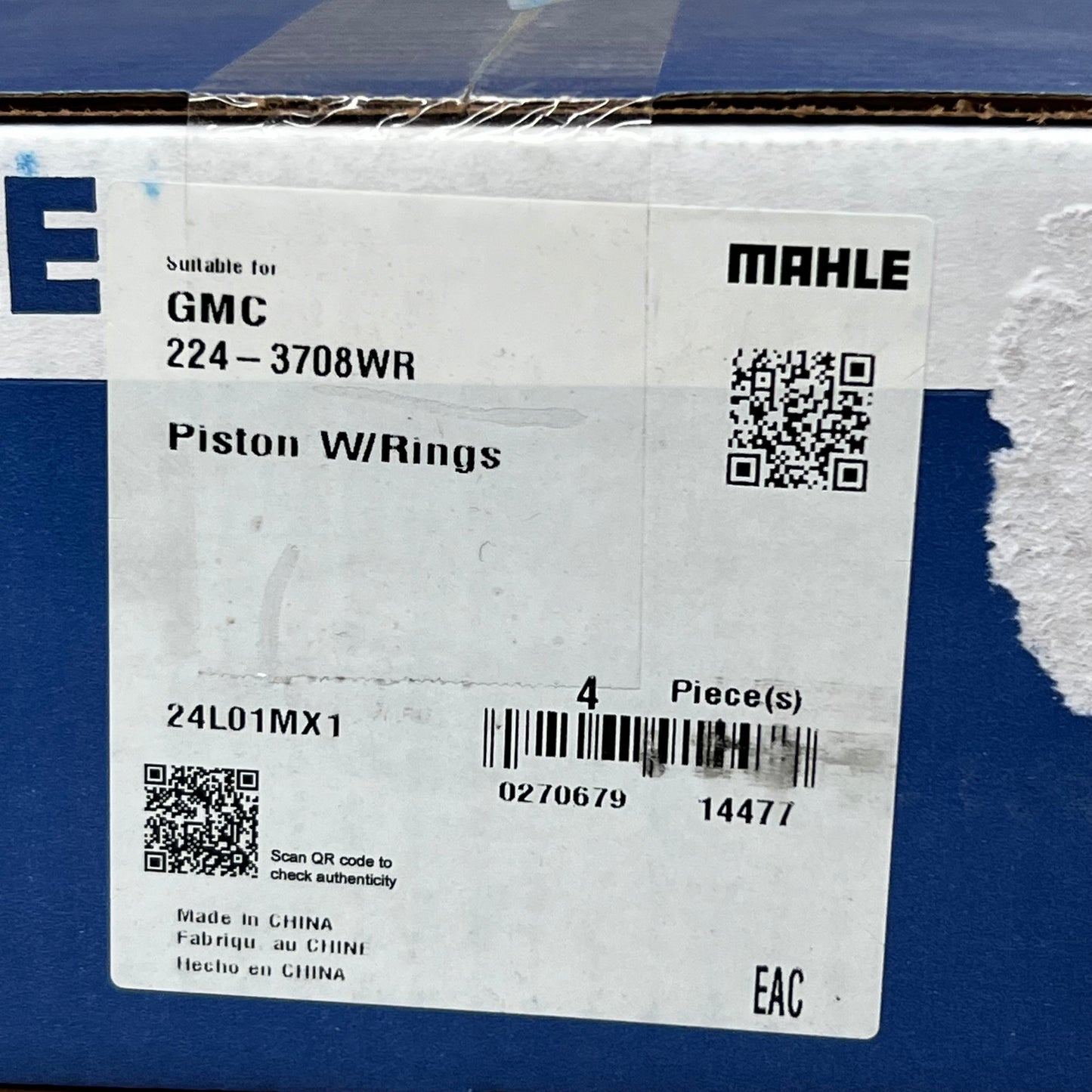 MAHLE GMC Piston W/Rings Replacement For Chevy  224-3708WR