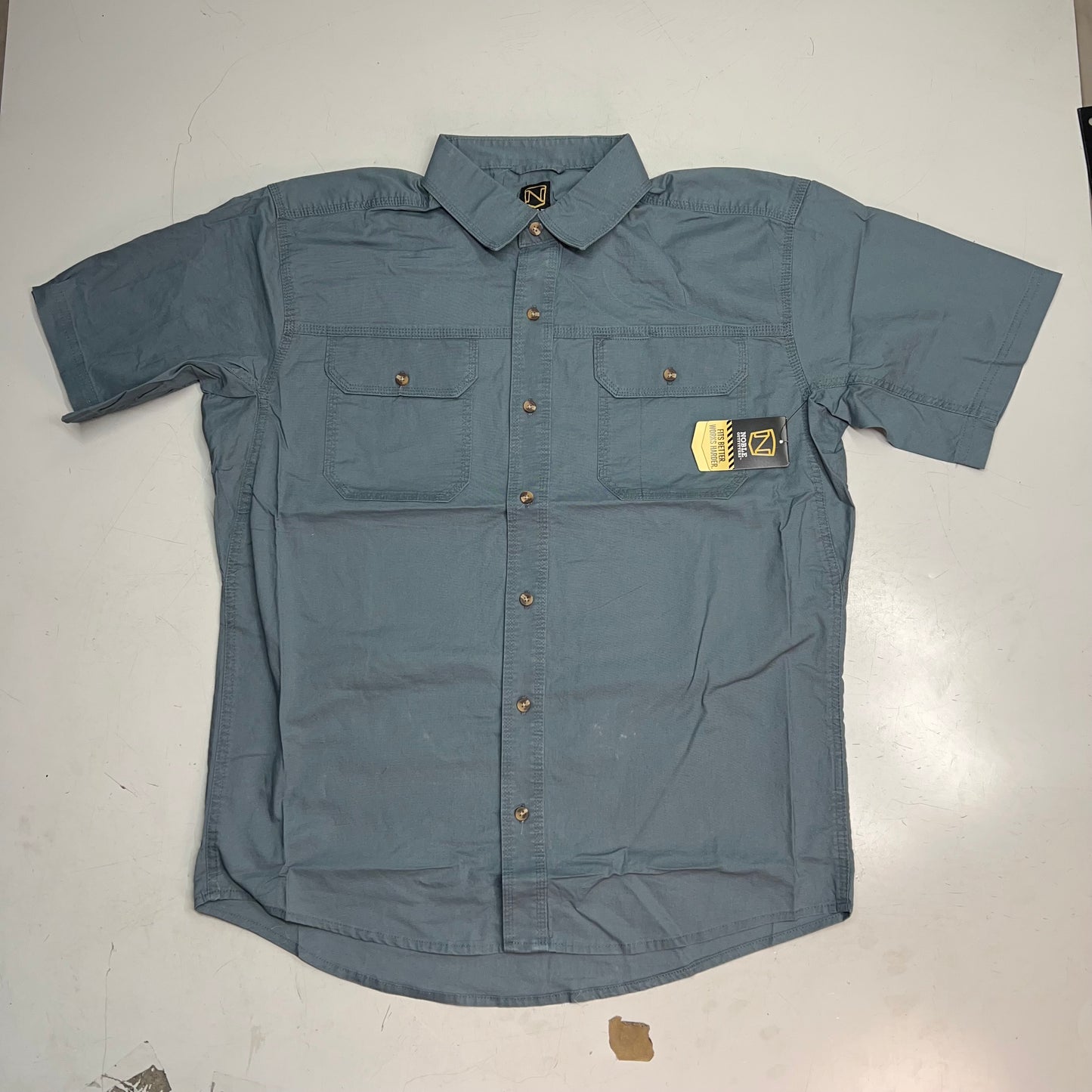 NOBLE OUTFITTERS Short Sleeve Weathered Work Shirt Men's Sz XL-R Light Blue 12005