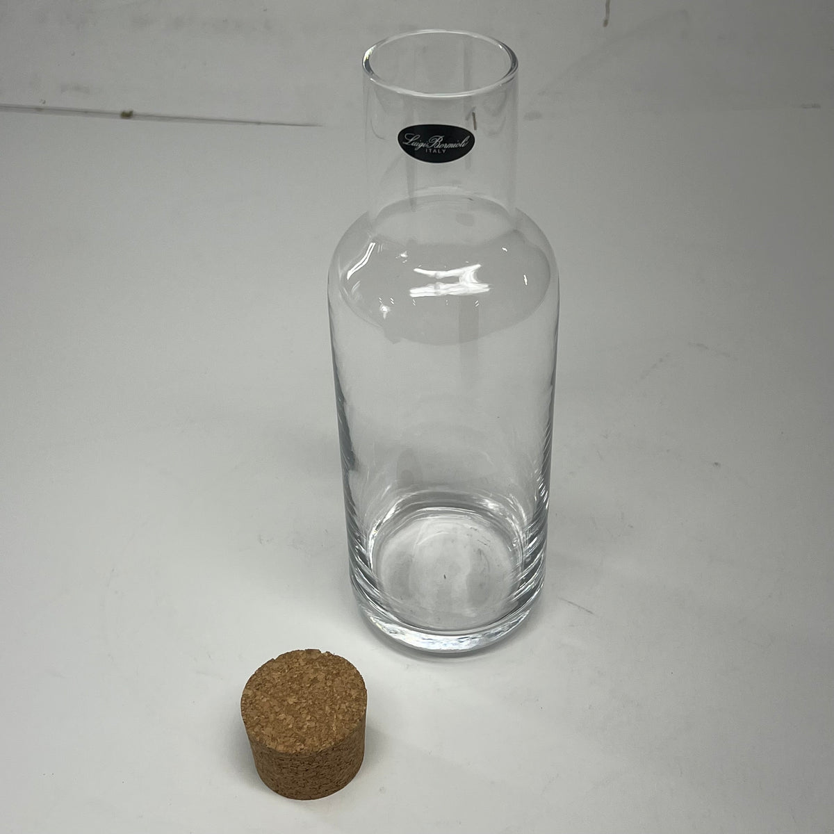 LUIGI BORMIOLI Crystal Glass Sublime Carafe W/ Cork Lid Italy Crafted 34oz Clear