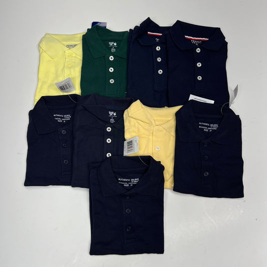 ZA@ (9 PACK) Uniform Soft Pique Polo Shirts Boy's Sz 3T Yellow, Navy & Green