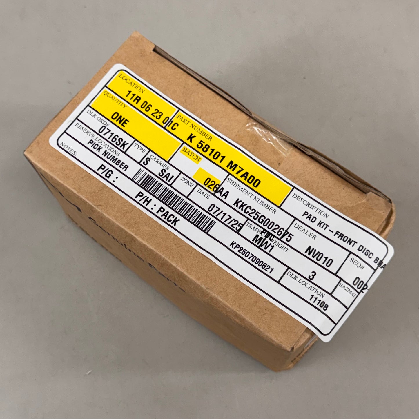 KIA Brake Pads Front -genuine Parts  2019-2024 Kia Forte 58101M7A00