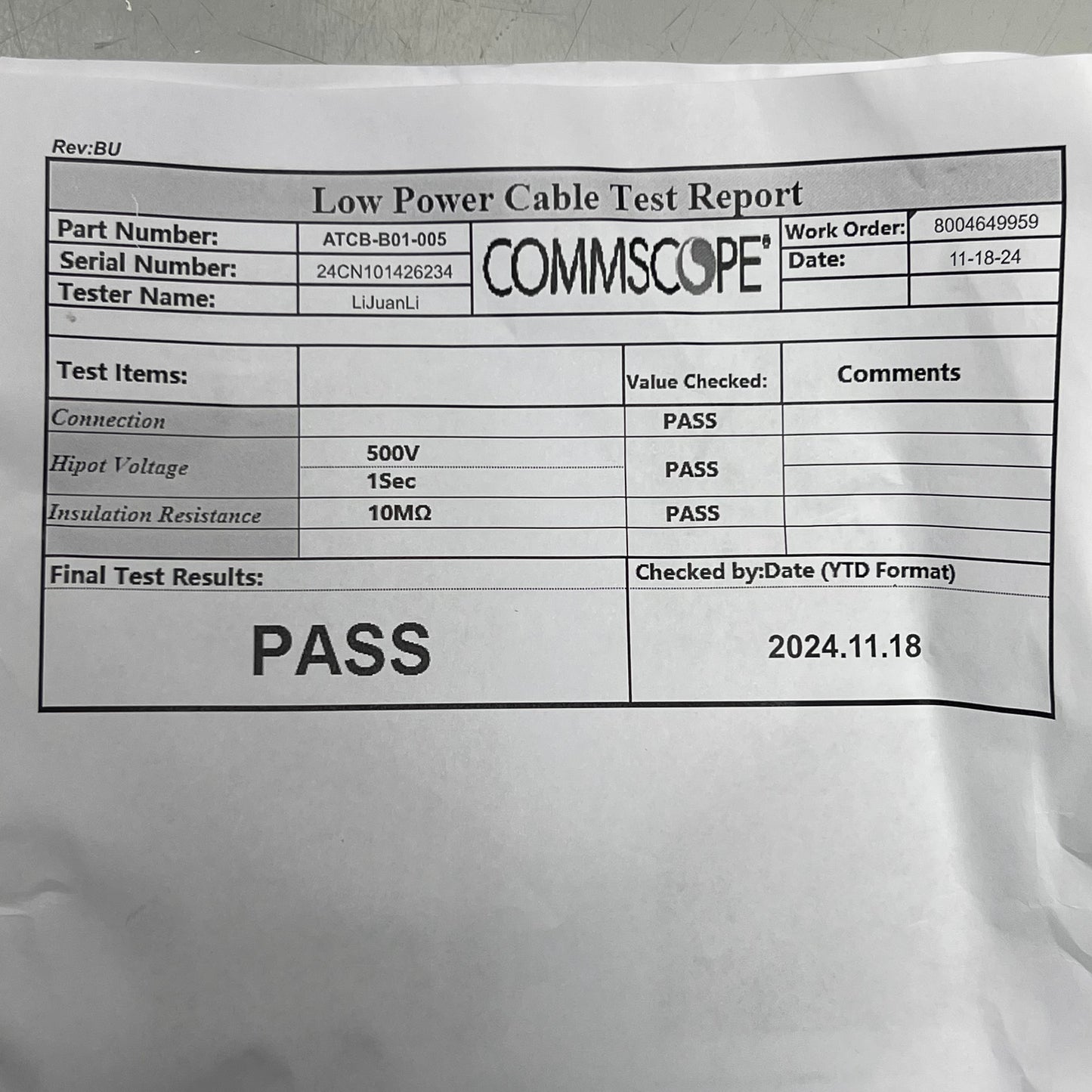 COMMSCOPE Microphone Cable Assembly Sz 16.4'L, ATCB-B01-005