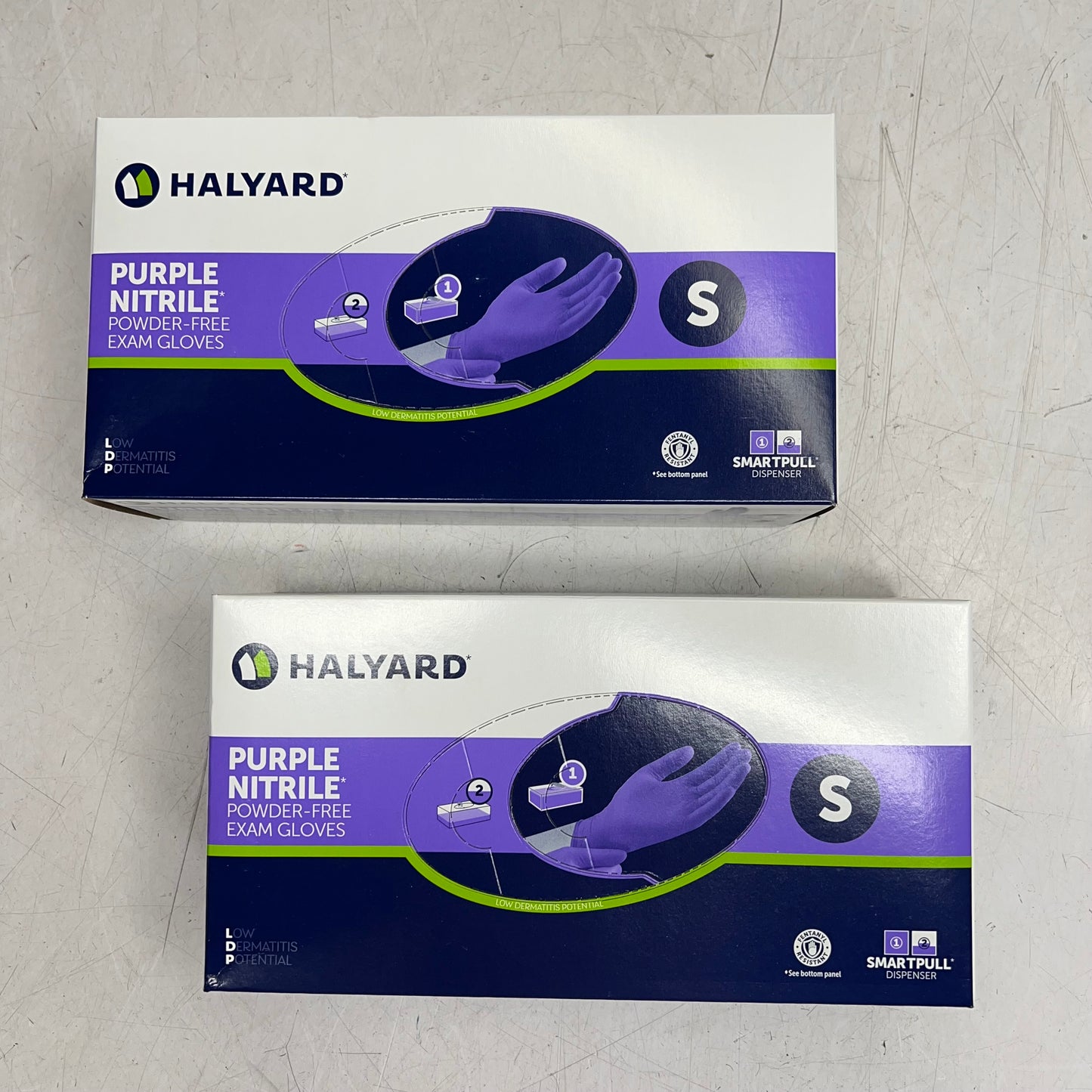 HALYARD (2 PACK, 100 EACH) Nitrile Exam Gloves Textured Fingertips Sz S 55081