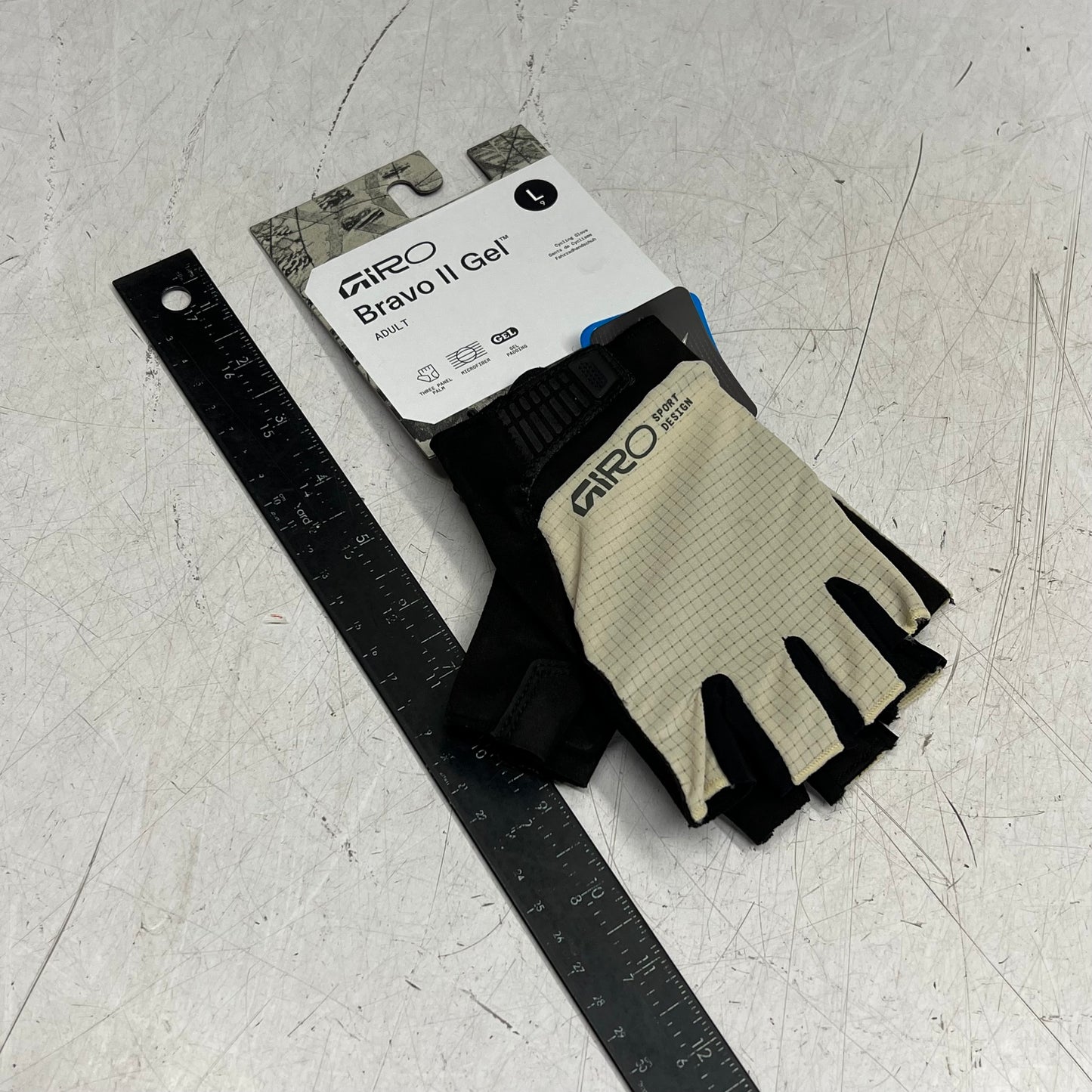 GIRO Bravo Ii Gel Cycling Gloves for Daily Riding Men's Sz L Stone 7200640