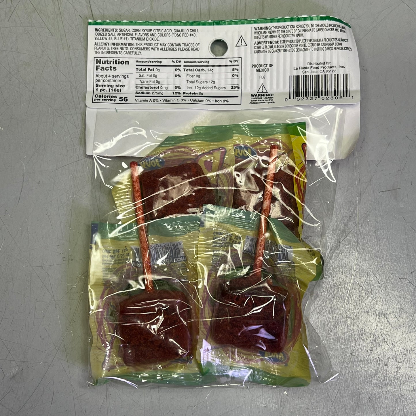 LA FIESTA (12 PACK, 4 PIECES EACH) Paleta Sandia Watermelon & Chili Lolipops 2 Oz