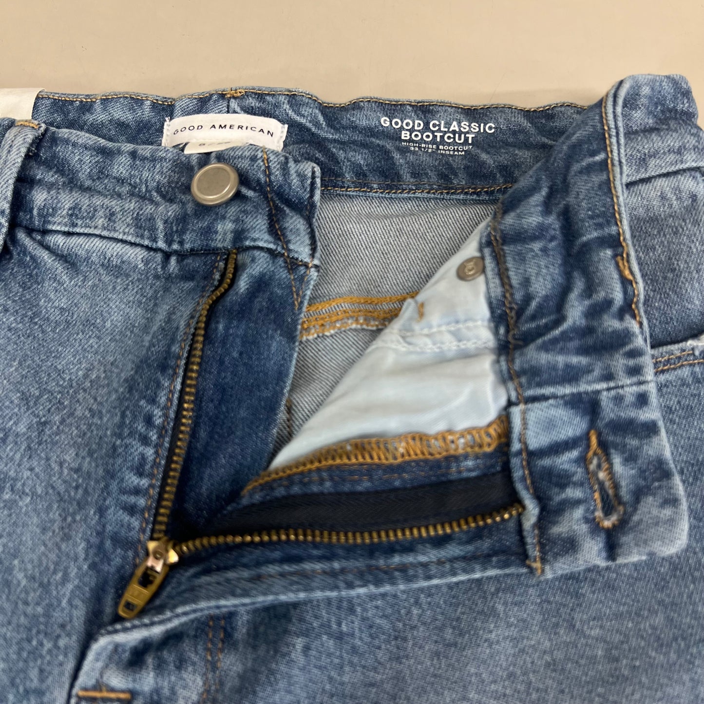 GOOD AMERICAN Good Classic Slim Bootcut High-Rise Jeans Women's Sz 8 Indigo627 GCLBDV220T