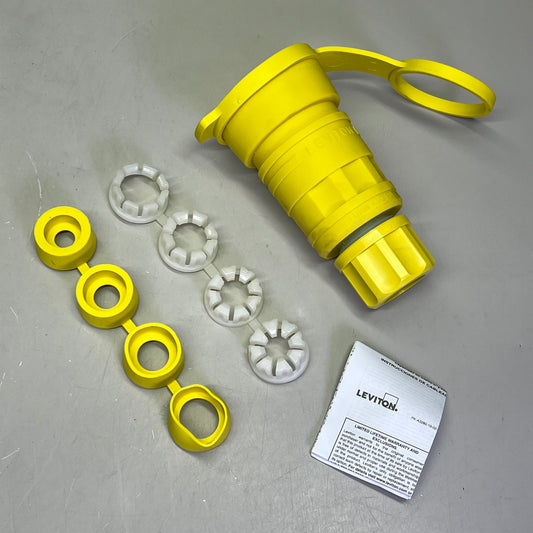 LEVITON Industrial Grade Wet Guard Connector 30 Amp, 250 Volt Yellow 162-29W48