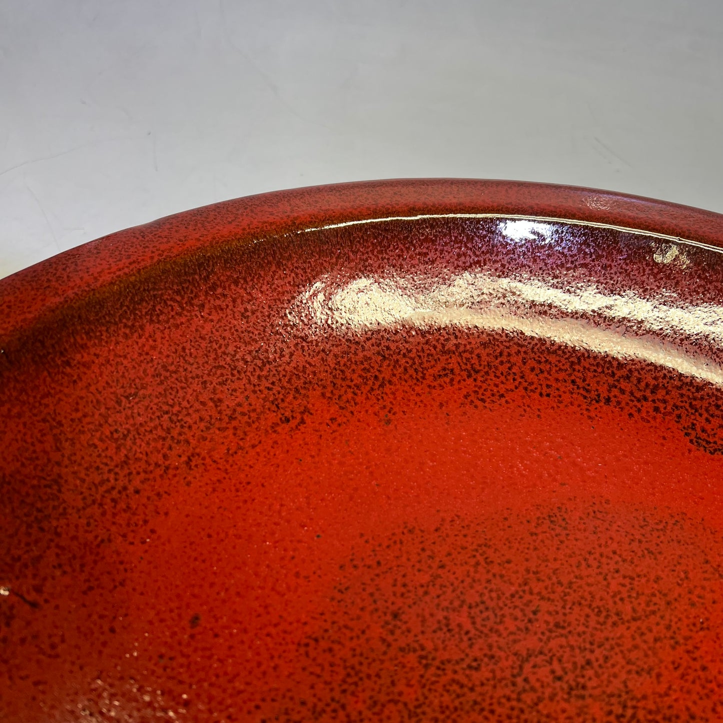 ZA@ Glazed Pottery 2 Piece Swirl Stand Bird Bath 22" L x 20" Dia Shiny Red