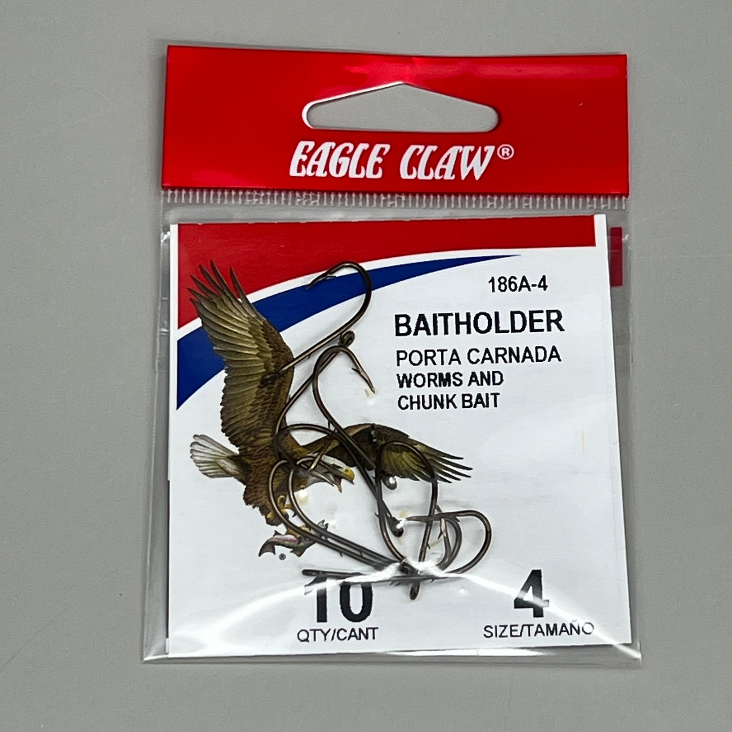 EAGLE CLAW (5 PACK) Offset Worm & Chunk Bait Holder Bronze #4 10pc 186A-4