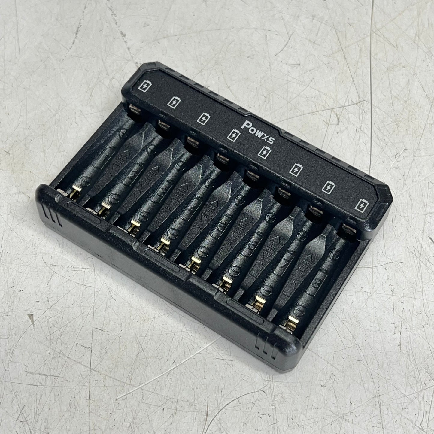 POWXS Rechargeable Lithium Aa Batteries W/ Charger Holds 8 Black X004PBPI3P