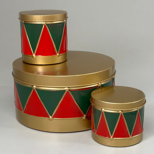 RAZ IMPORT(SET OF 3) Christmas Stacked Canisters Assorted Size Red/Green 4425924