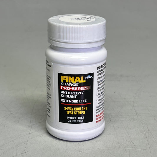 ZA@ FINAL CHARGE (25 Test) Antifreeze Coolant 3-Way Coolant Test Strips BB 09/25 FPRTK3