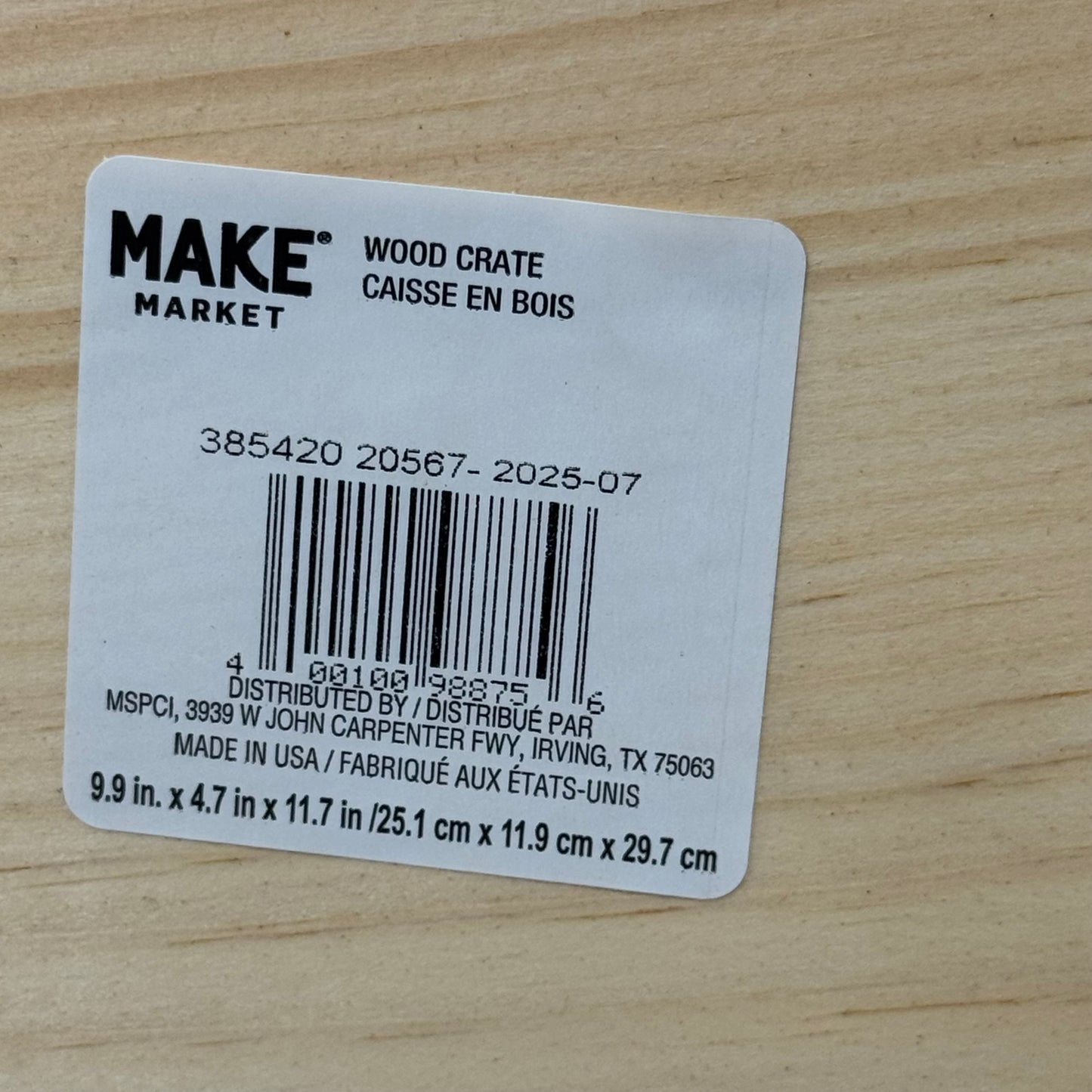 MAKE MARKET (8 Pack) 11" Half Wood Crate  11" Unfinished