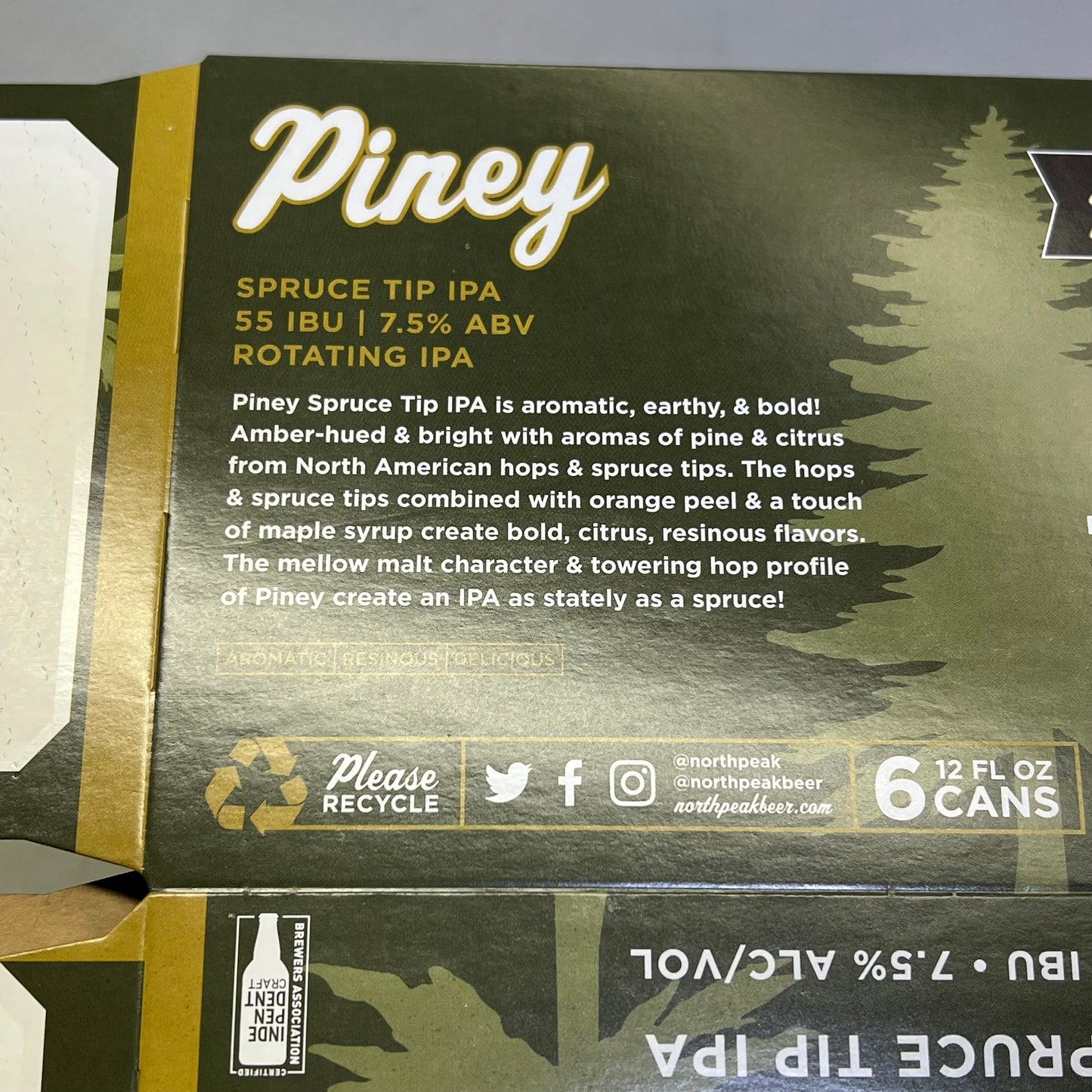 ZA@ NORTH PEAK (125 PACK) Piney Spruce Tip IPA Foldable Beer Carry Box 8"x5"x4" Gr|een