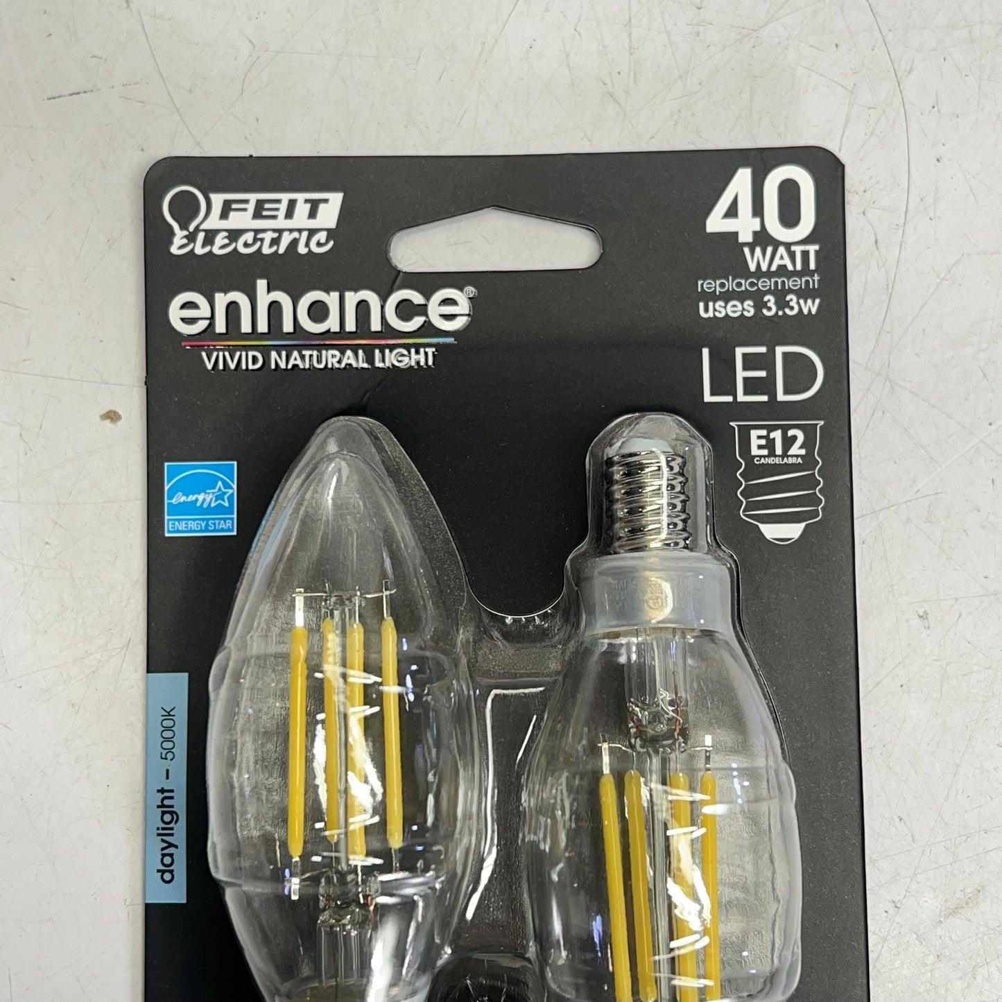 FEIT ELECTRIC (2 PACK) Filament Led Bulb E12 Daylight 5000K BPCTC40/950CA/FIL/2