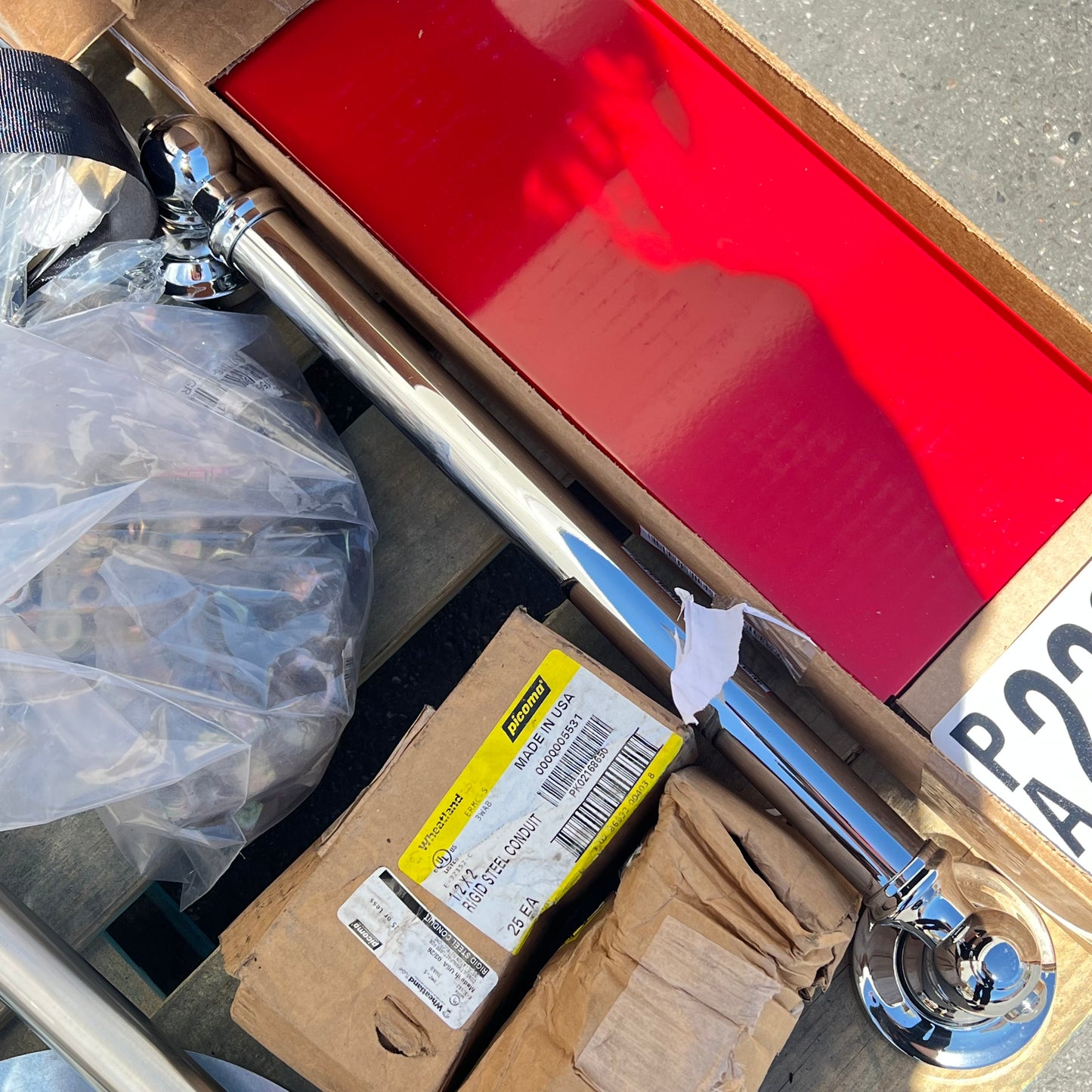 ZA@ Pallet of MIXED Hardware, Brackets, Electrical, Display Set Up Parts W/ Case & More (AS-IS)