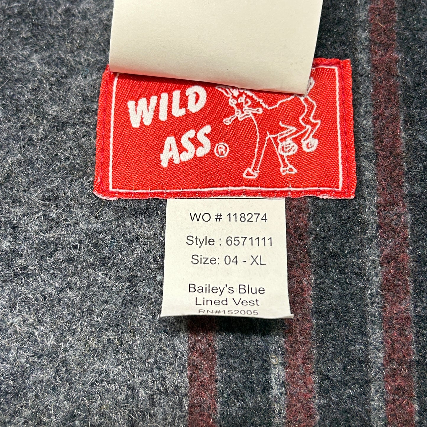 WILD ASS Bailey's Authentic Lined Denim Chore Vest Rigid Sz XL Blue 6571111 (New)