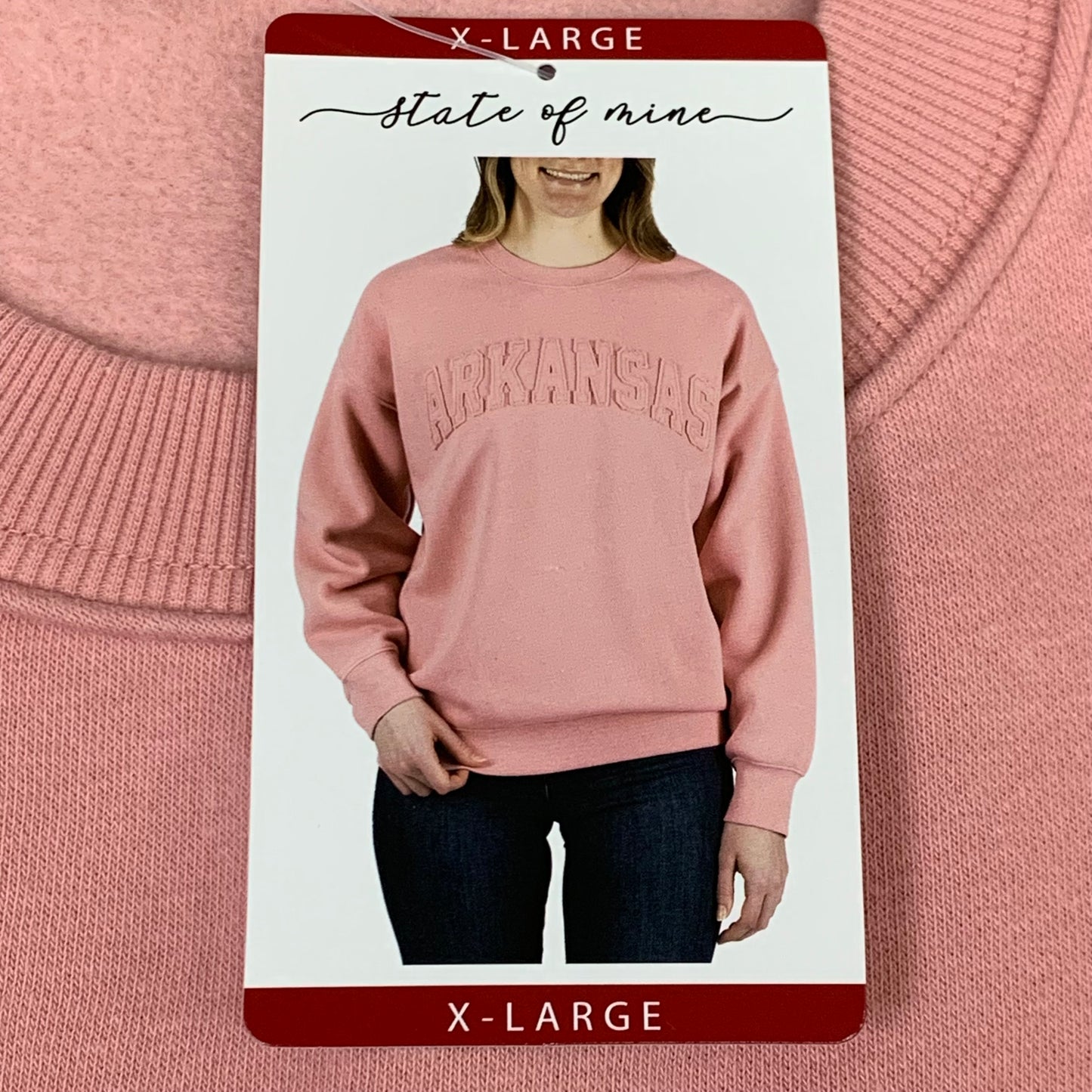 STATE OF MINE Women's Texas Print Sweatshirt Sz-XLarge Blush 15711