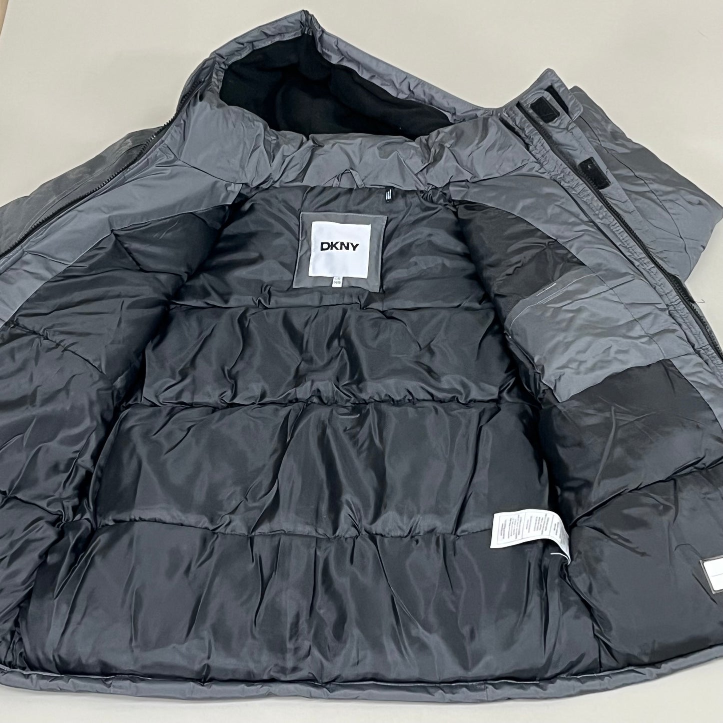 DKNY Boys' Winter Jacket Insulated Quilted Puffer Parka 14/16 Charcoal