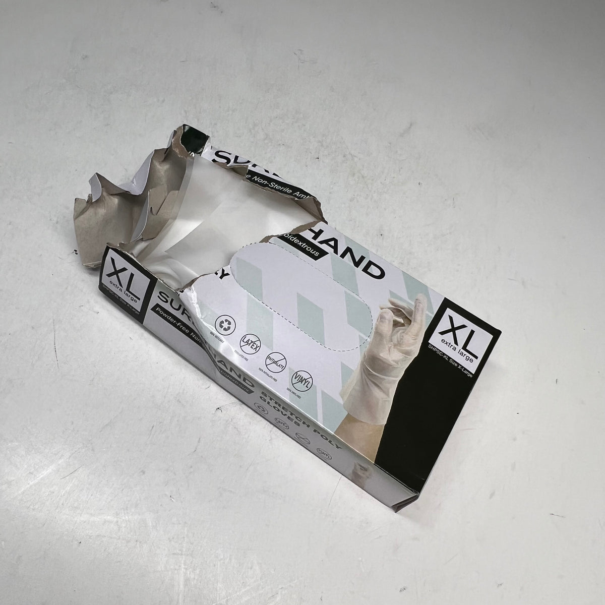 ZA@ SUREHAND (8 PACK) Powder Free Ambidextrous Stretch Poly Gloves Sz XL Clear (As-is)