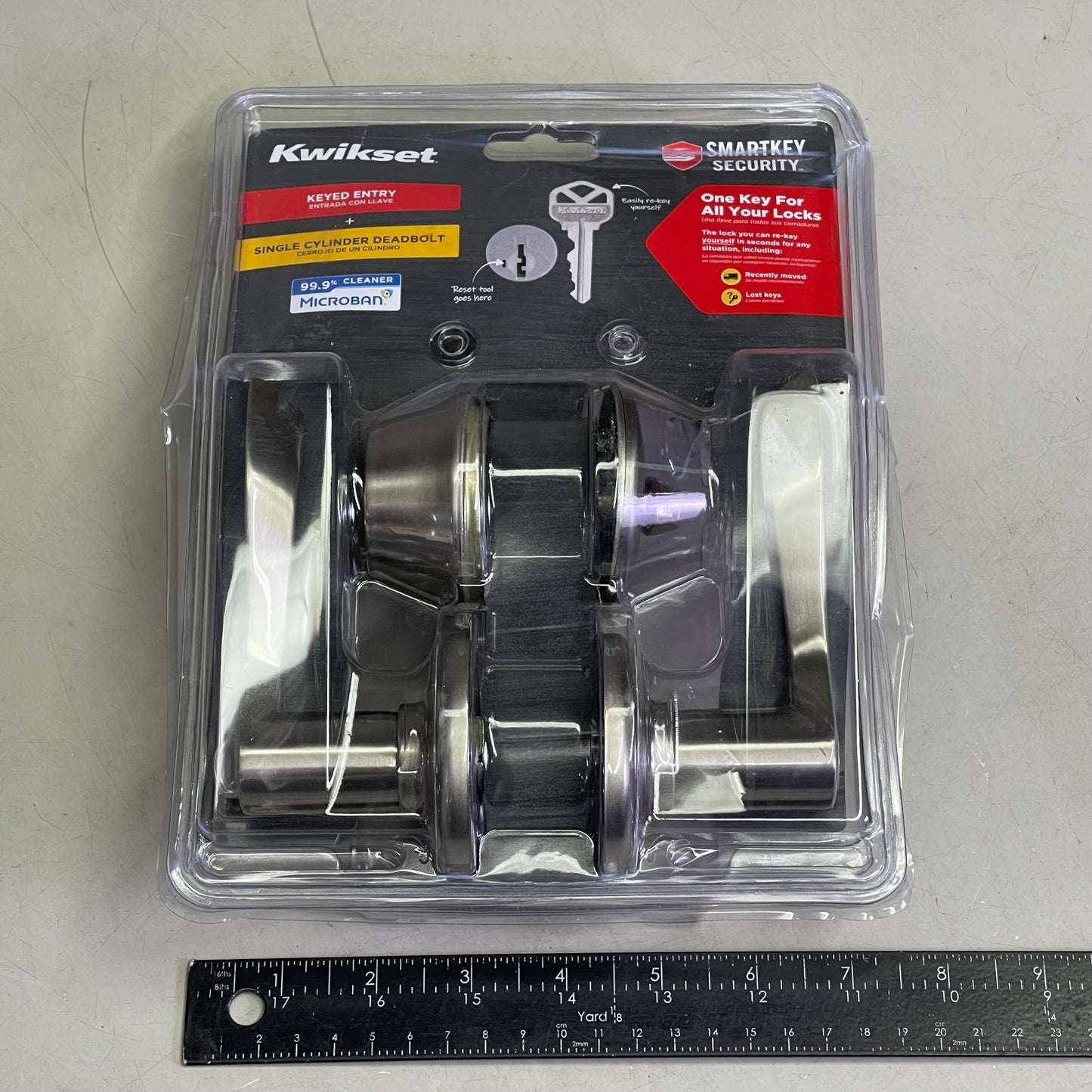 KWIKSET Balboa Entry Door Lever & Deadbolt 2-3/4" Satin Nickel 96900-420