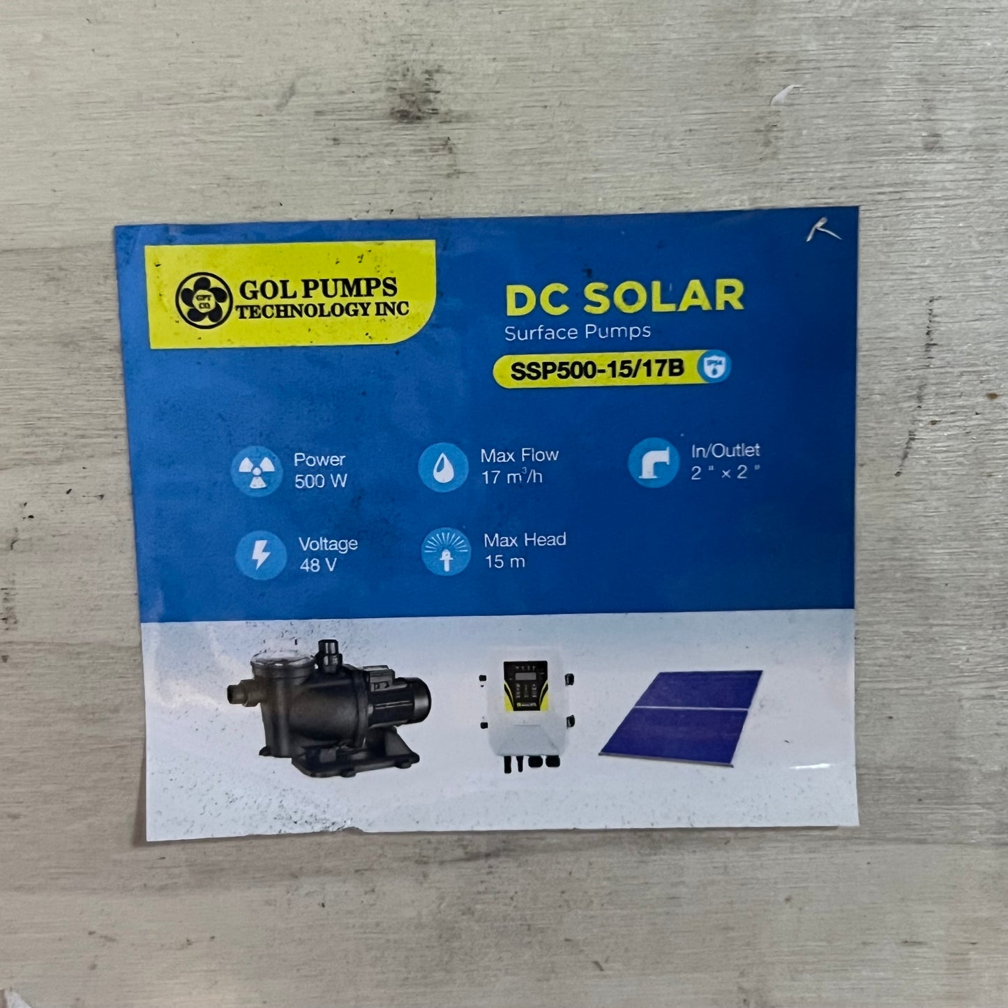 GOL PUMPS TECH  Brushless Solar Swimming Pool Pump W/ Controller SSP500-15/17B
