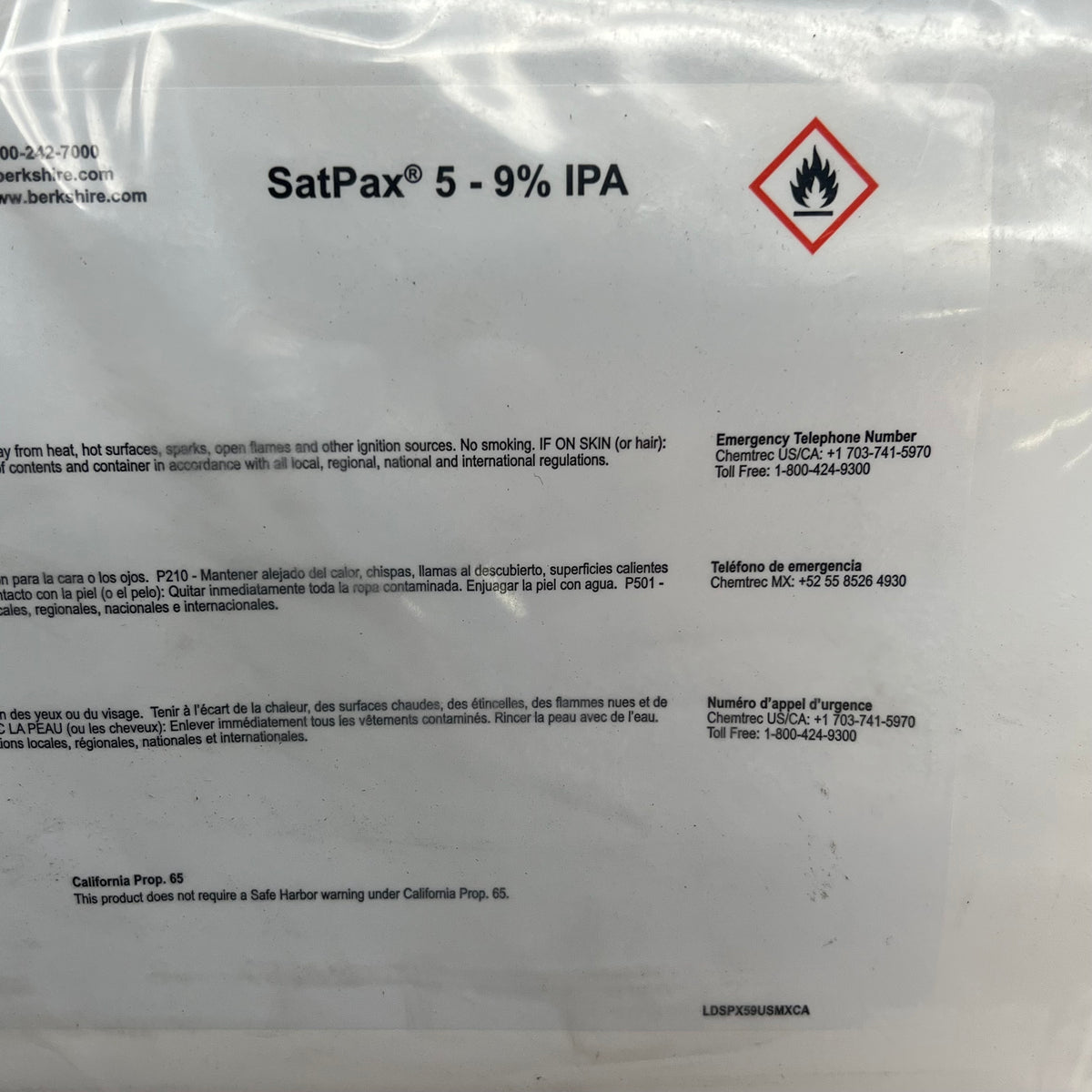 BERKSHIRE (12 PACK, 75 SHEETS EACH) Sat Pax Presaturated Cleanroom Wipers 9x9"