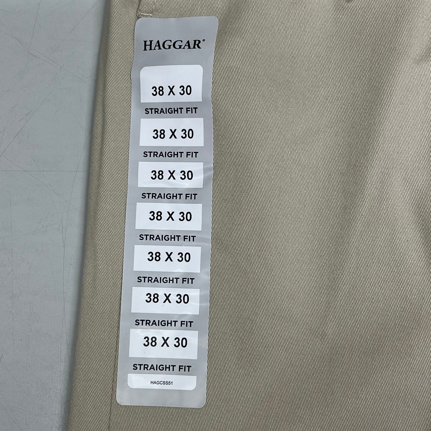 HAGGAR Iron Free Comfort Waistband Pant Straight Men's Sz 38Wx30L Khaki HC71000
