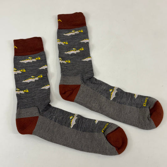 DARN TOUGH Lifestyle Fish Socks Crew Lightweight Merino Wool Men SZ XL 12.5-14.5 Taupe