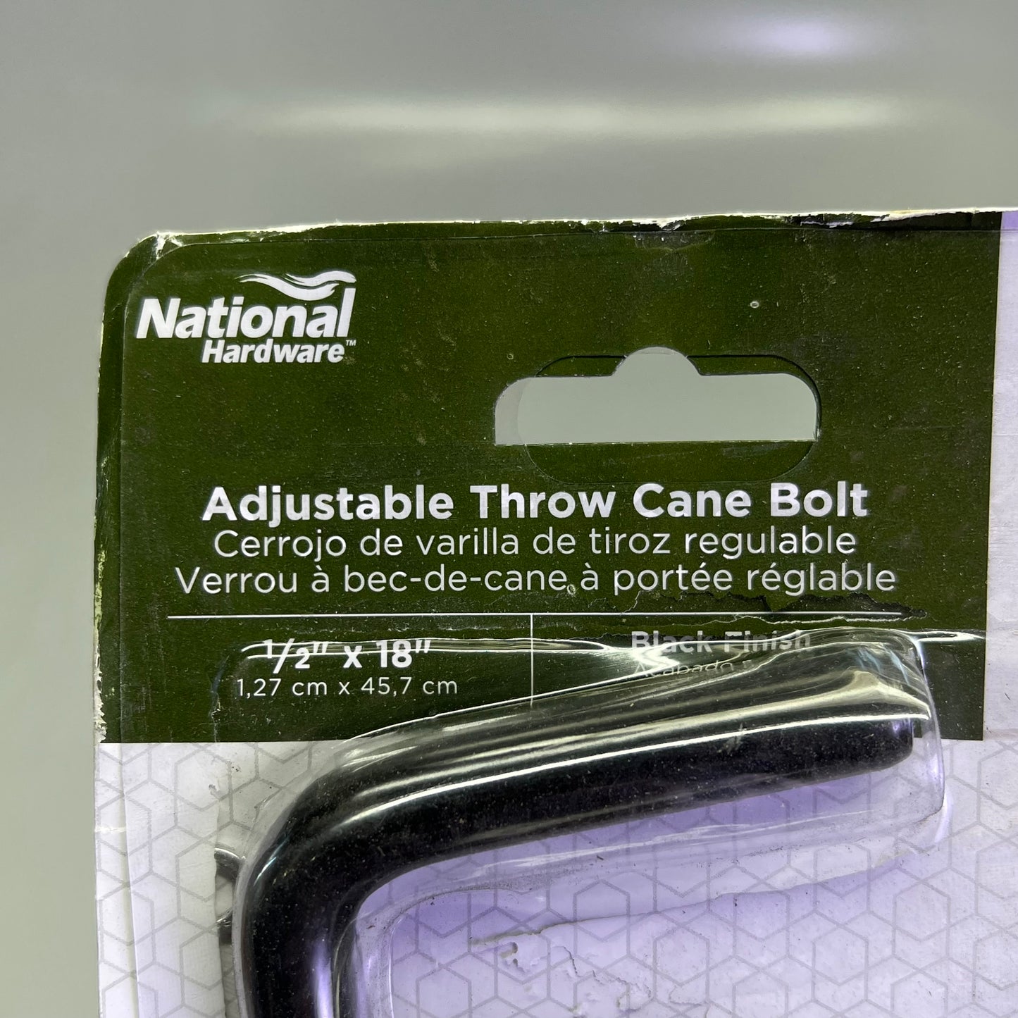 ZA@ NATIONAL HARDWARE Cane Bolt Gate Latch 1/2" x 18" Black N177-188