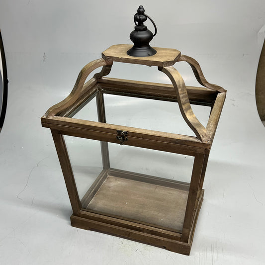 RAZ IMPORTS (SET OF 2) Fir Wood Lanterns W/ Finial 21" H & 16" H Brown