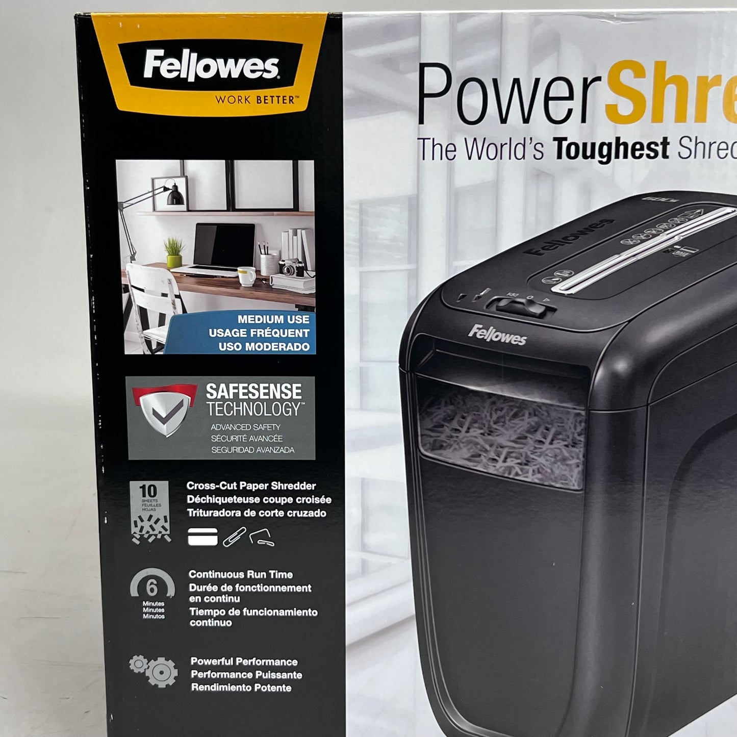 FELLOWES 60cs 10-sheet Cross-cut Shredder, Black CRC46060
