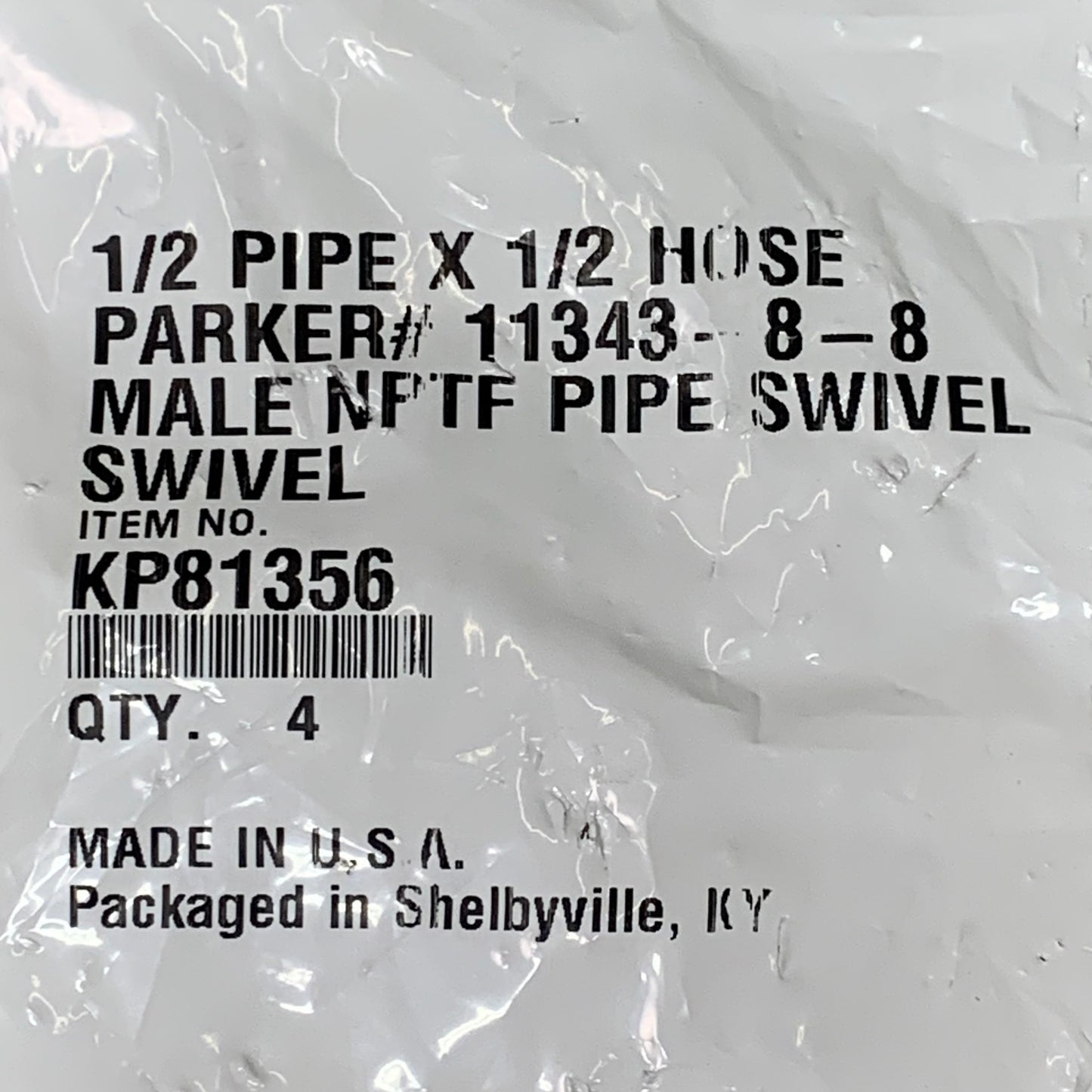 PARKER (4 PACK) Hydraulic Hose Male NPTF Pipe Swivel 1/2" x 1/2" Steel KP81356