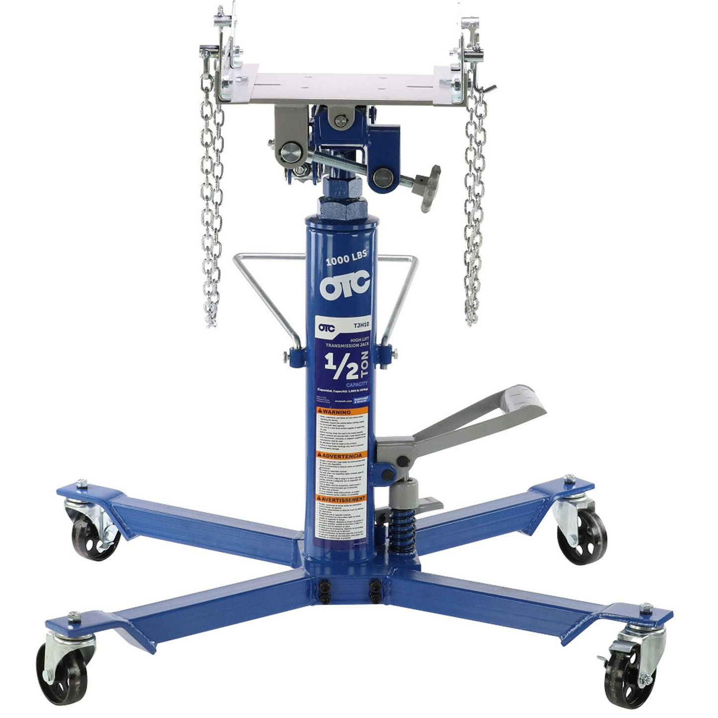 OTC High-Lift Transmission Jack Capacity 1000lbs 35”-71 5/8” H Blue TJH10