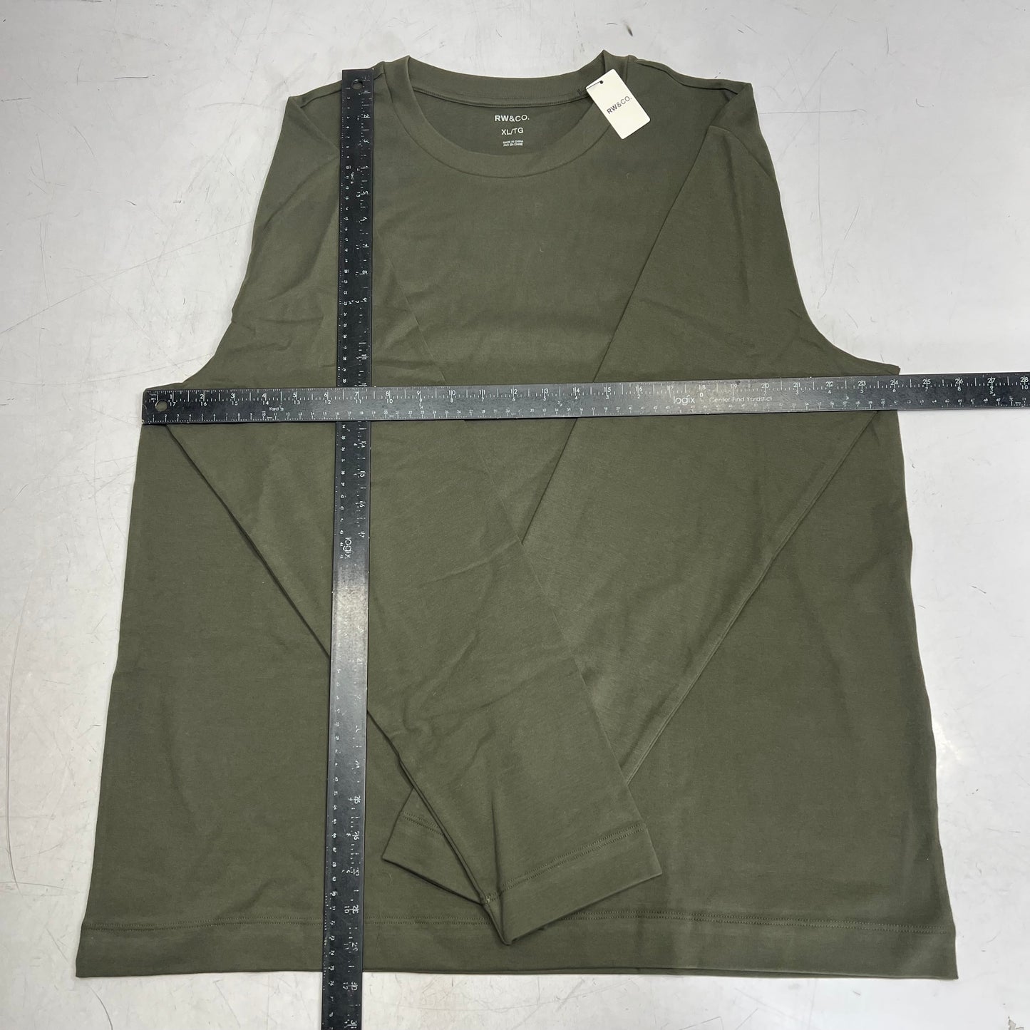 RW & CO Long-sleeve Crew-neck Tee Classic Fit Men's Sz XL Crisp Green 492216