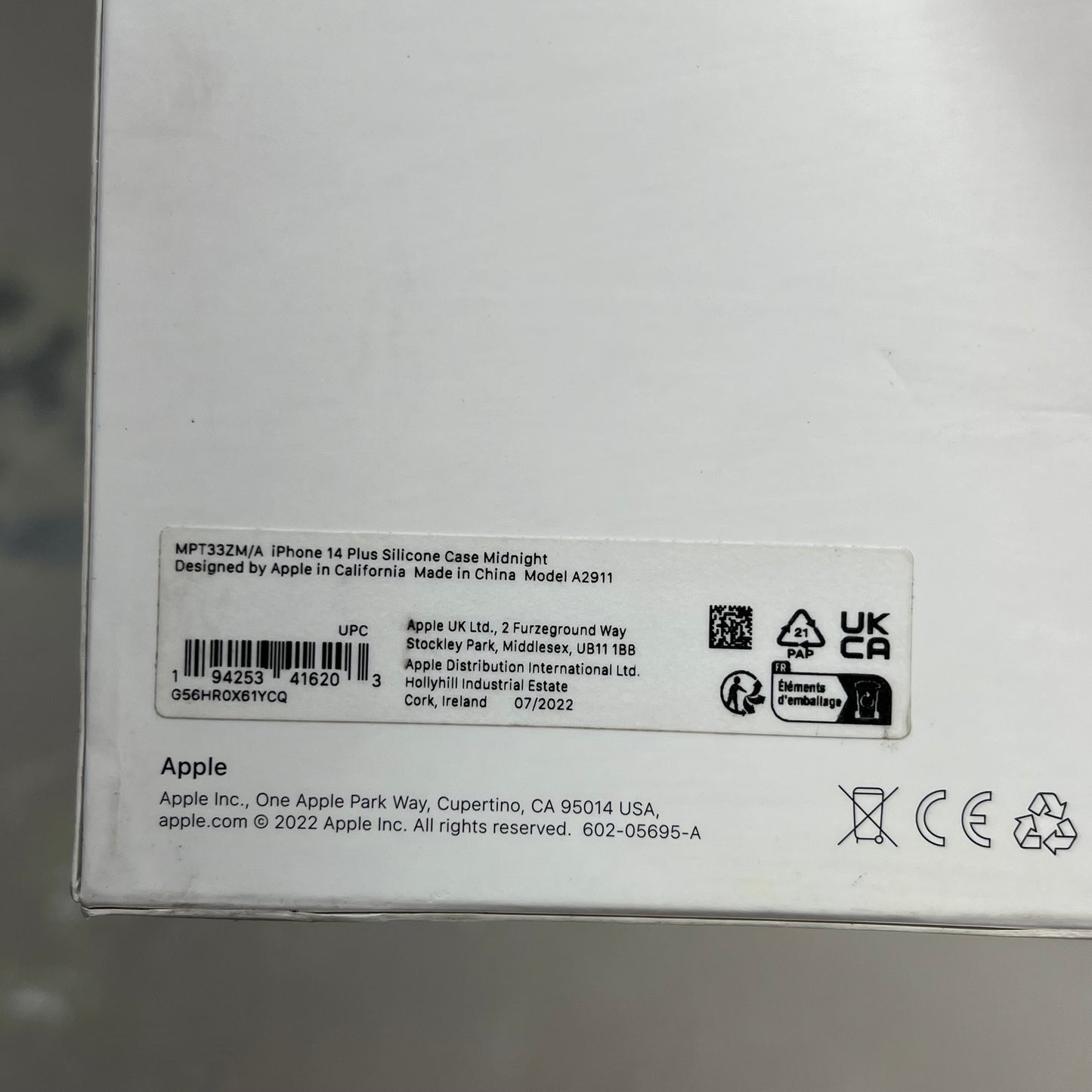 APPLE iPhone 14 Plus Silicone Case w/ MagSafe Midnight MPT33ZM/A (Return)